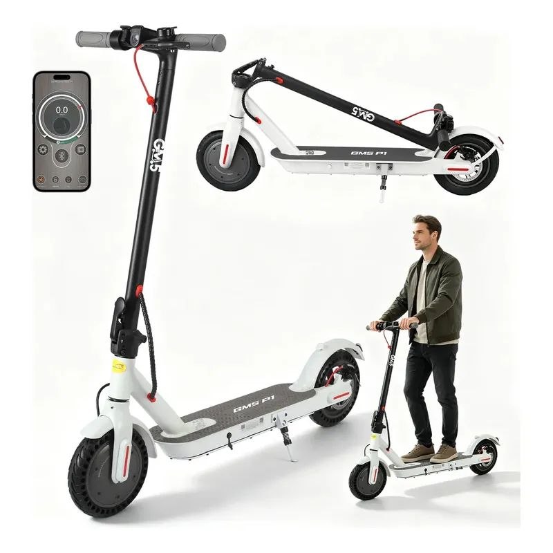 Patinete Elétrico Adulto GM5 P1 400W 25km/h 22km Autonomia Bluetooth Branco