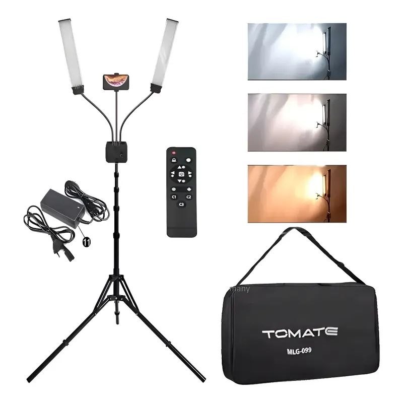 Ring Light Led Braço Duplo Articulado 45w + Tripé + Bolsa