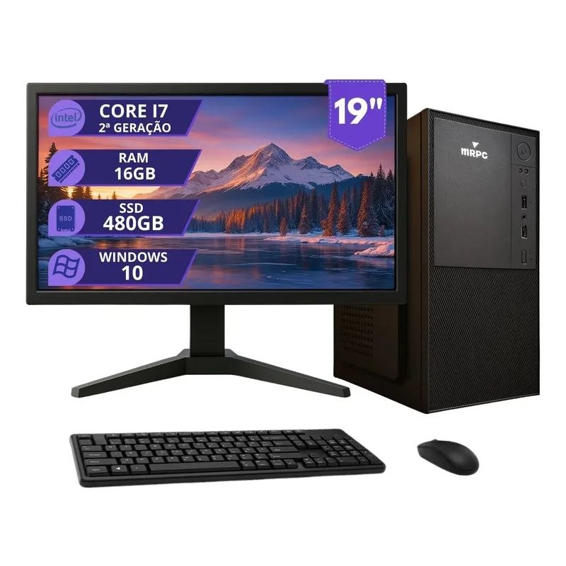 Pc Computador Completo Intel I7 16gb Ssd 480gb Monitor 19